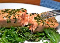 Salmon with wilted greens recipe